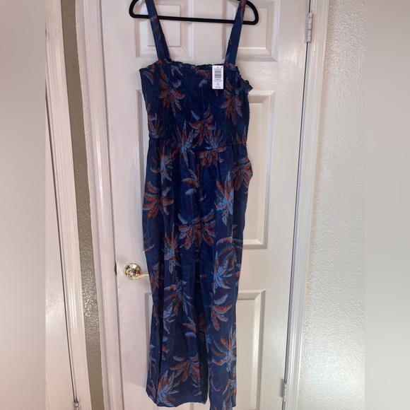 torrid Pants - NWT Torrid Navy and Orange Leaf Print Jumpsuit